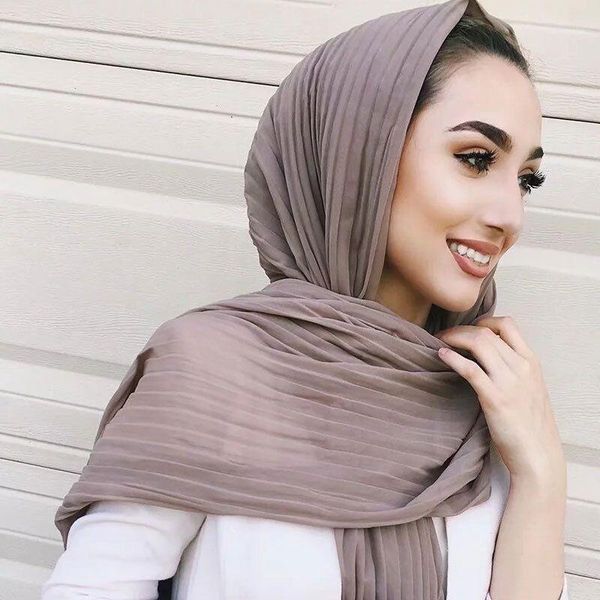 

85*180 muslim rippled chiffon hijab scarf islamic headscarf foulard femme musulman arab head scarves1, Red