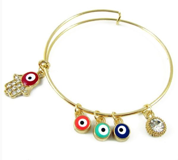 

cyrstal grade hand hamsa evil eye lucky charm amulet bracelet bangle fashion jewelry sale
