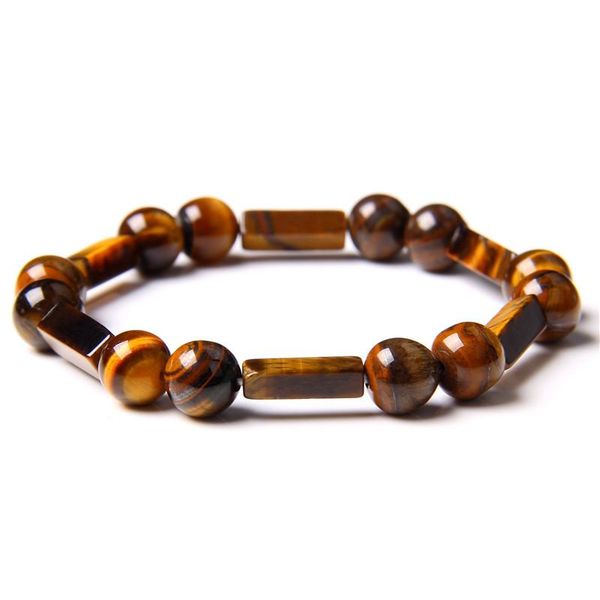 

fashion men bracelet natural tiger eye stone beads bangles square tube lapis lazuli amethysts energy bracelet jewelry for women, Black