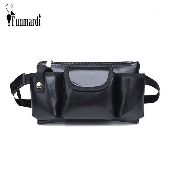 

funmardi new style women leather waist bag for men fanny pack multi pockets design belt bag phone purse small bum wlhb17621