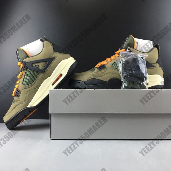 

4s jumpman 2020 super alliance undefeated army green man basketball shoes 4 un og real leather outdoor sneakers with box 308497-060, Black