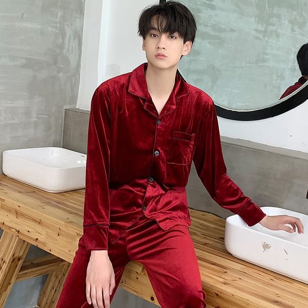 

faiz vislivin pyjamas women robe silk pajamas sets full sleeve printed flower sleepwear 2 pieces silk homewear men turn-down collar couple p, Black;red