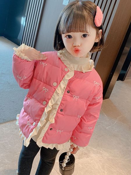 

children's inner liner children wear lace girl's light down long sleeve baby warm jacket, Blue;gray