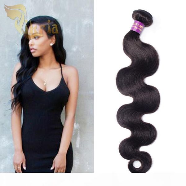 

brazilian hair extensions dyeable natural color peruvian malaysian indian virgin human hair 3 bundles body wave human hair weave double weft, Black