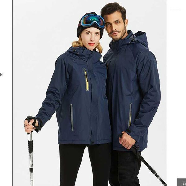 

men's / women's outdoor stormsuit cycling waterproof windproof thermal jacket hiking reflective suit with solid fleece vest1, Blue;black