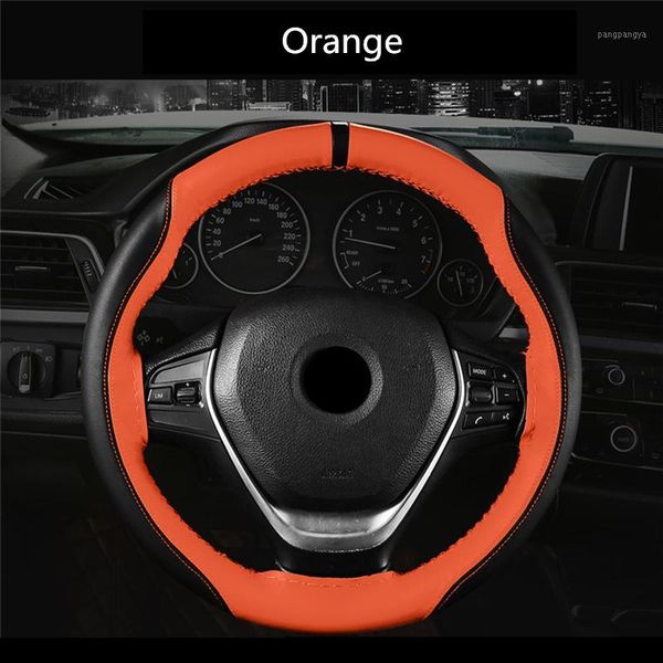 

hand-stitched 38cm car steering wheel cover diy black suede leather +microfiber leather splicing universal steering wheel covers1