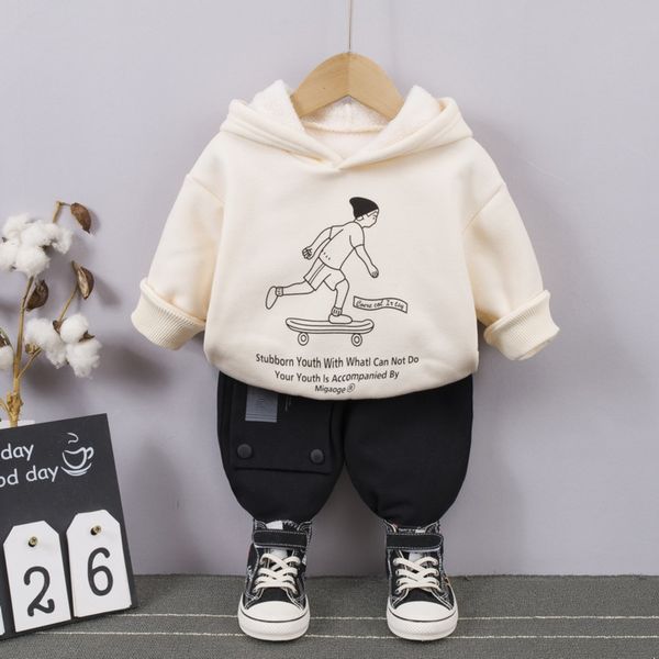 

new winter baby girl clothes children boys thicken warm hoodies pants 2pcs/sets toddler fashion clothing infant kids tracksuitsx1019, White