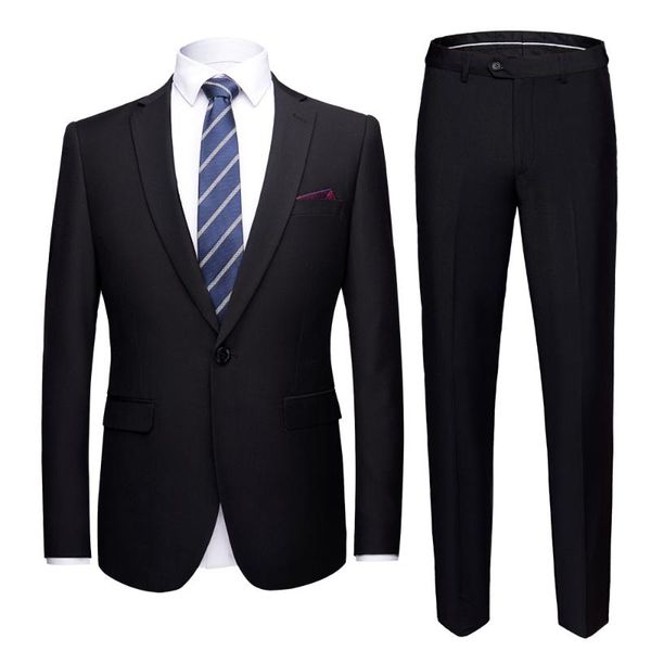

men's suits & blazers good quality office men businessmen work formal slim fit groom blazer for wedding prom jacket pants 2 pieces set, White;black