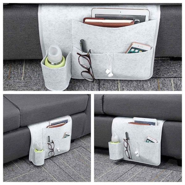 

storage bags felt bedside organizer bed desk bag sofa tv remote control hanging caddy couch holder pockets home