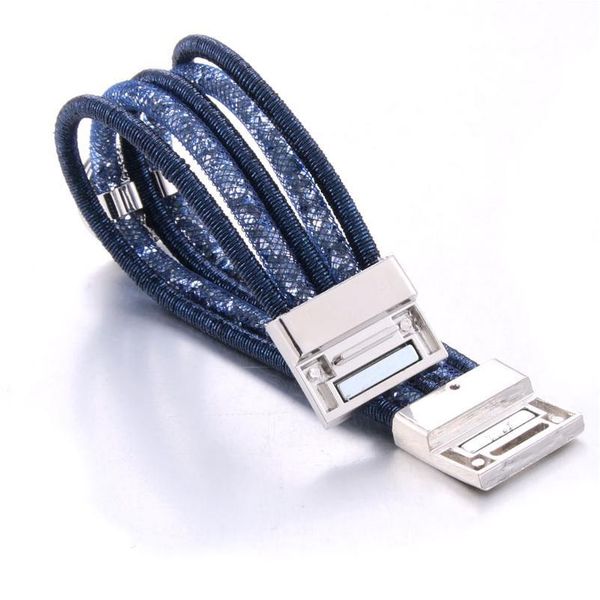 

2019 new snap jewelry 18mm leather rhinestone snap bracelet creative magnetic snap button bracelet bangles for women bbypoe, Golden;silver