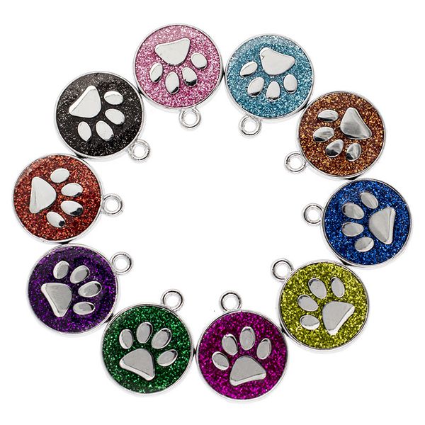 

colorful footprint bling enamel cat dog bear paws charms hang pendant 18mm fit key chain bracelet anklet bag jewelry mak, Bronze;silver