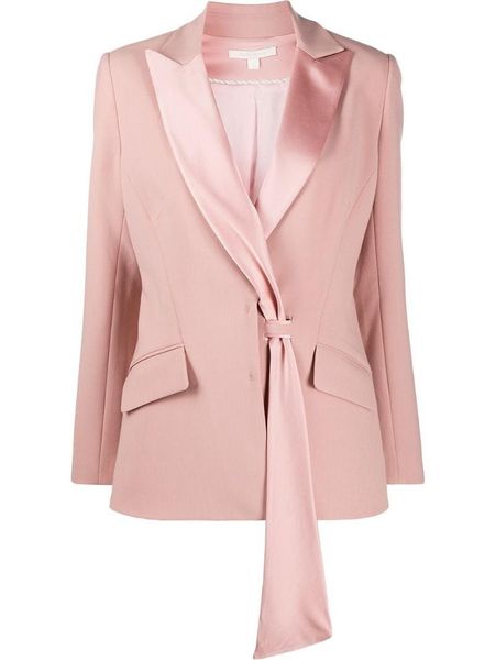 

woman suit cat line style fashion hidden breasted design notched collar blazer pink office lady jacket & pencil pant female, White