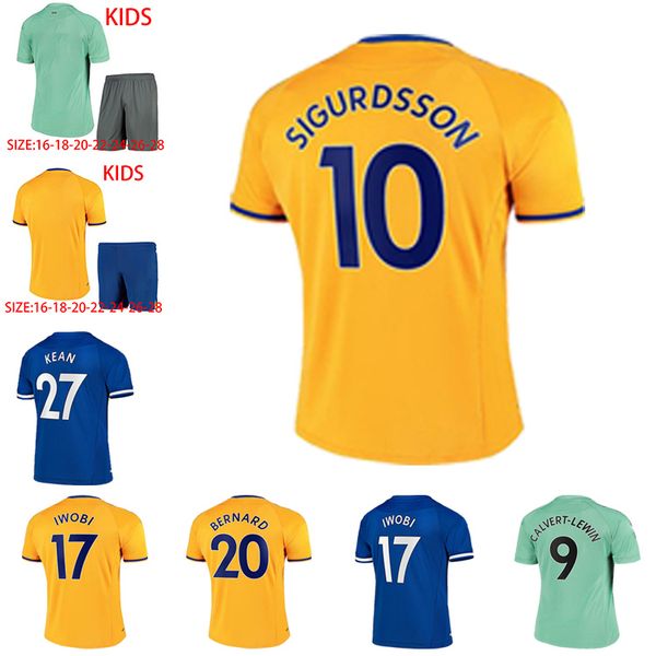 

20 21 football shir keane richarlison delph calvert-lewin walcott digne 2020 2021 men high-quality + kids kit soccer jersey, Black;yellow