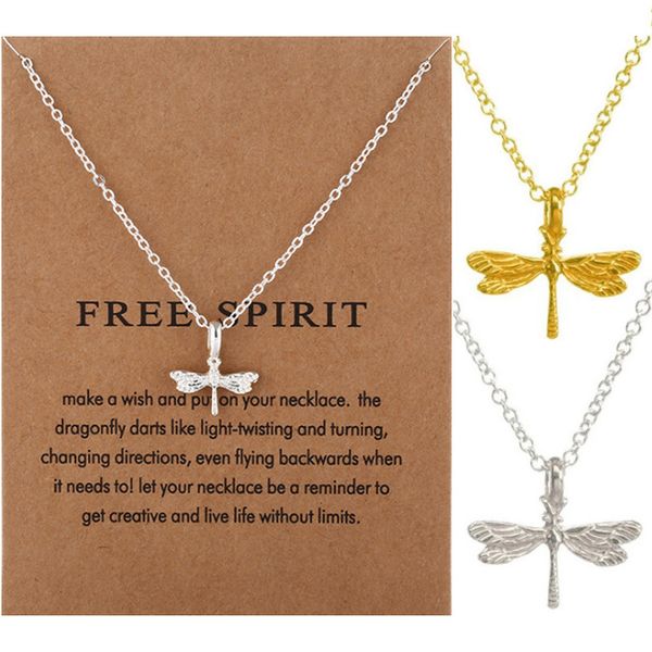 

dragonfly necklace dragonfly pendant card necklace clavicle chain, Silver