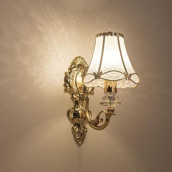 

wall lamp european petal bedside gold single-head tv background bedroom room living corridor stair light mj1207