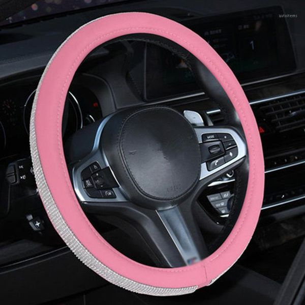 

classic stylish full rhinestone imitation leather car steering wheel cover 38cm1