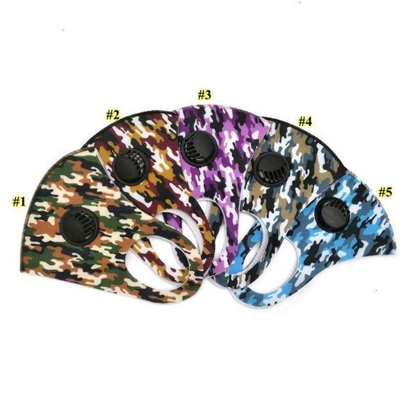 

camouflage ice cotton anti-dust mouth silk mask washable reusable camo face masks with valve dhc427 cyfw#