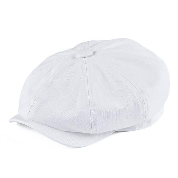 

botvela white newsboy cap men's twill cotton hat women's baker boy caps retro big headpiece large hats cabbie beret 003, Blue;gray