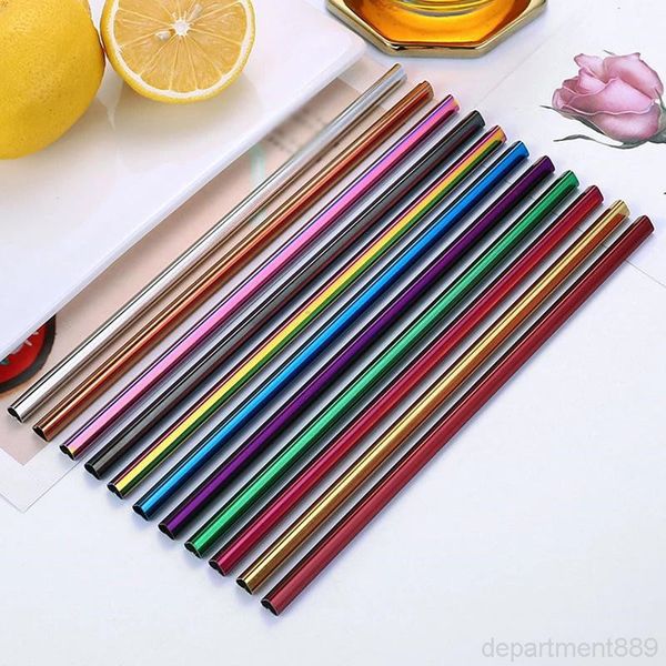 

a-drinking reusable metal love heart shape straw colorful juice tea 304 stainless steel straws drink tool barware owd1272