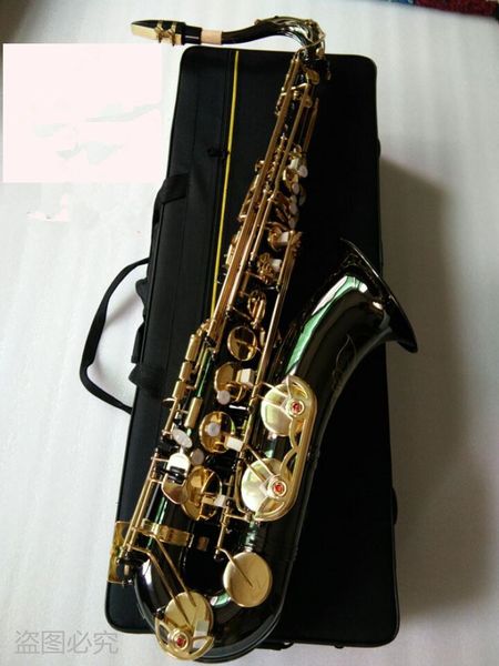 Imagem real New Super Performance Professional Tenor Saxofone B Plano Tune Musical Melhor Qualidade Preto Gold Tenor Saxofone