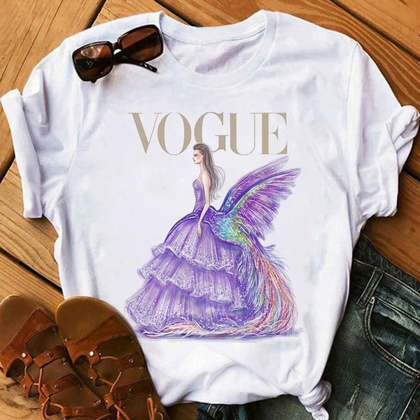 

футболка для печати vogue cute tops tee женские летние футболки женские футболки с короткими рукавами с круглым вырезом, White