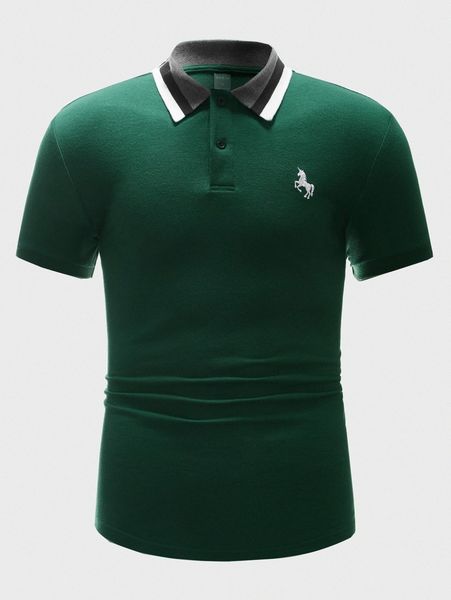 

men unicorn embroidery polo shirt t74e#, White;black
