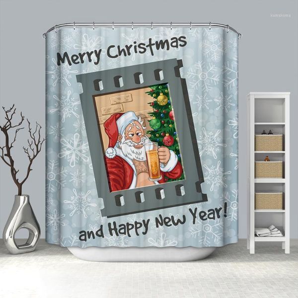 

christmas shower curtain merry christmas decor for home santa claus bell elk print shower curtain waterproof bathroom curtains1