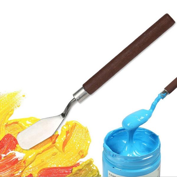 

5pcs painting knife wooden handle stainless steel spatula kit palette knife for oil painting knife fine professional art tools bbytjs