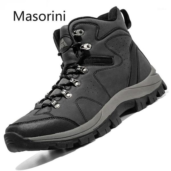 

comfortable 2020 men's boots waterproof leather men ankle boots breathable men's designer sneakers trend men outdoor shoes 461, Black