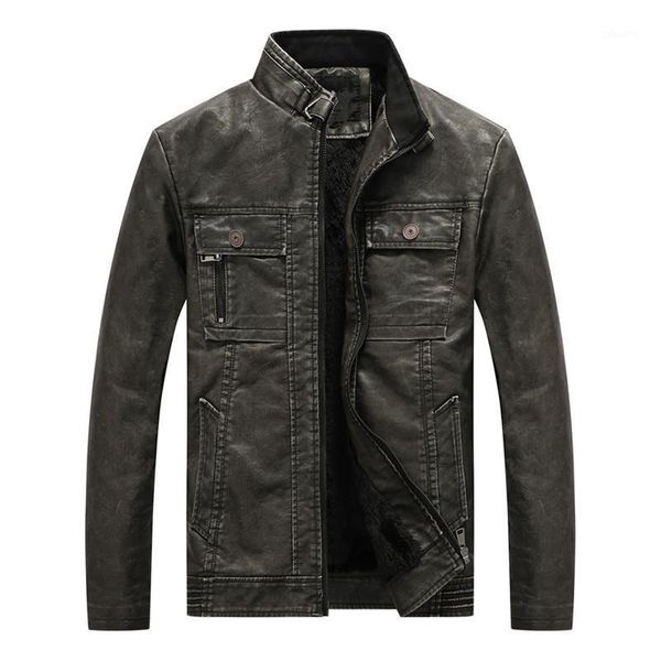 

kimsere mens warm leather biker jackets and coats fleece lined faux fur pu motorcycle outerwear clothing plus size -6xl1, Black