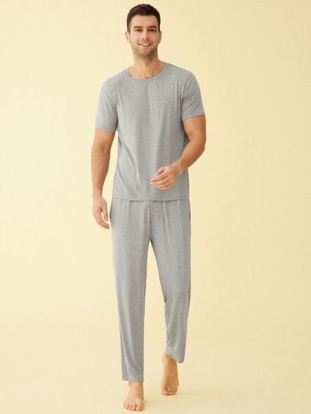 

latuza men solid tee & pants lounge set 16m3#, Black;brown