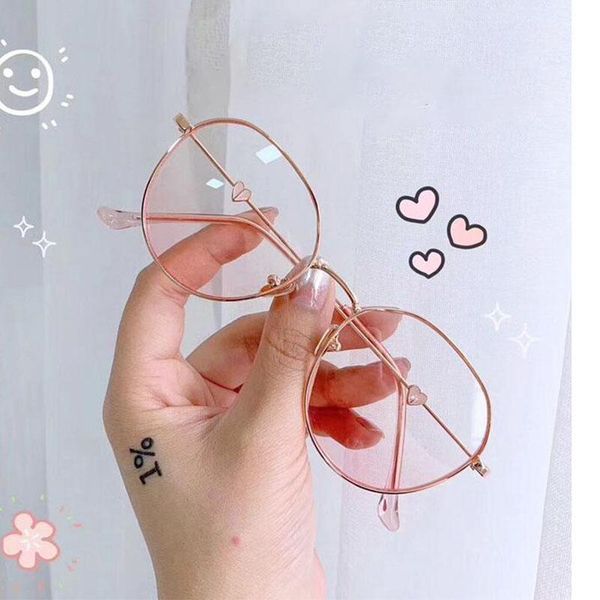 

sunglasses pink blush gradient glasses fashion round decorative women korean cute girlish style shades eyewear, White;black