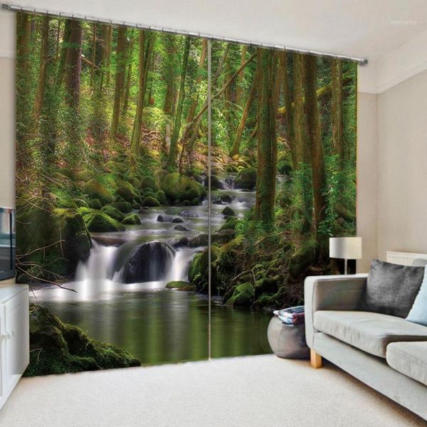 

curtain & drapes custom curtains landscape nature green woods creek po printing blackout 3d for living room bedding el1