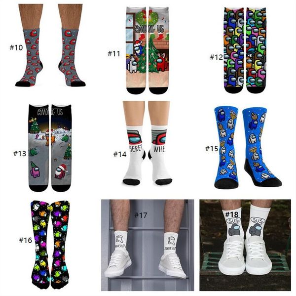 

18 styles game among us socks adults medium compression knee high socks for women men among us cartoon christmas stockings f120801, Pink;yellow