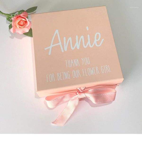 

gift wrap personalised bridesmaid / flower girl box, pink birthday box for girls,rose gold foil baby keepsake box1