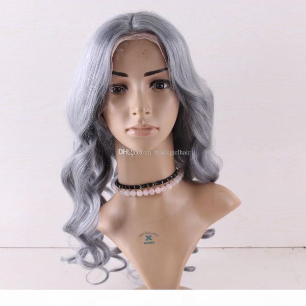 

dark grey human hair lace front wigs black women wavy 130% density silver gray 10a remy virgin hair lace frontal wig pluck, Black;brown