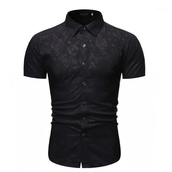 

men's new summer style style short sleeve printing business fit shirt club european and american sizes xxl shirt men1, White;black