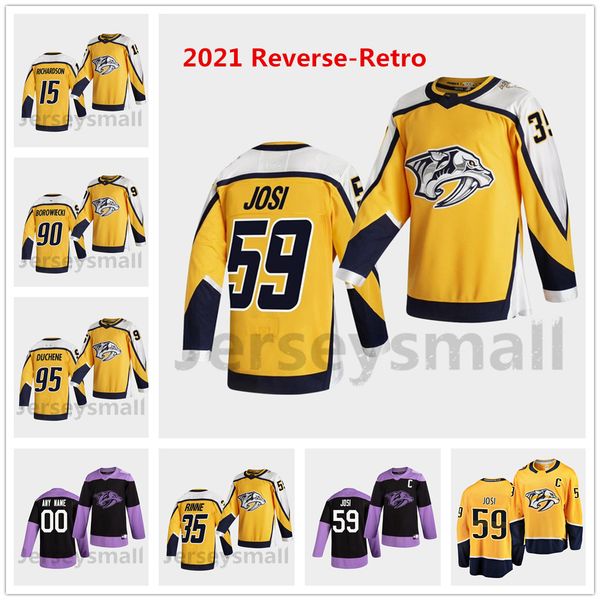 

nashville predators 2021 reverse retro roman josi jersey richardson pekka rinne ryan johansen borowiecki cousins askarov men women youth 4xl, Black;red