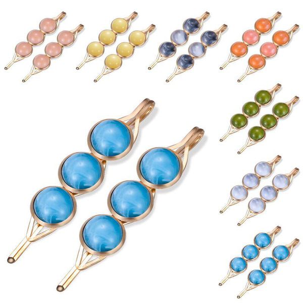 

2 шт. корейский стиль зажима для волос pearl beas bobby pins цветные аксессуары для волос для женщин girls barlettes ball chainpins hairgrip, Black;brown