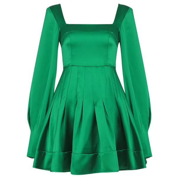 

elegant new bandage dress 2021 women green square collar long sleeve party club celebrity bodycon clothes wholesale, Black;gray