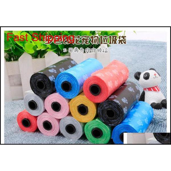 

cute dog foot painted pet dog garbage bag clean-up bag pick up waste poop bag refills home supply conven qyltor bwkf