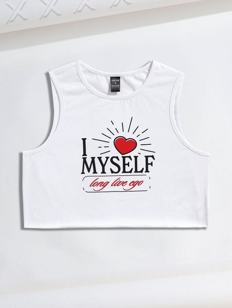 

x splusmart slogan graphic crop tank w6wb#, White