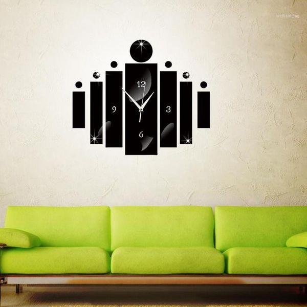 

wall clocks digital clock mirror sticker living room modern creative acrylic quiet needle for home decoration1