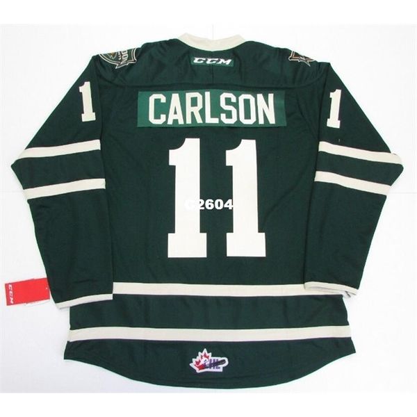 

real men real full embroidery #11 john carlson ohl london knights premier 7185 hockey jersey or custom any name or number hockey jersey, Black