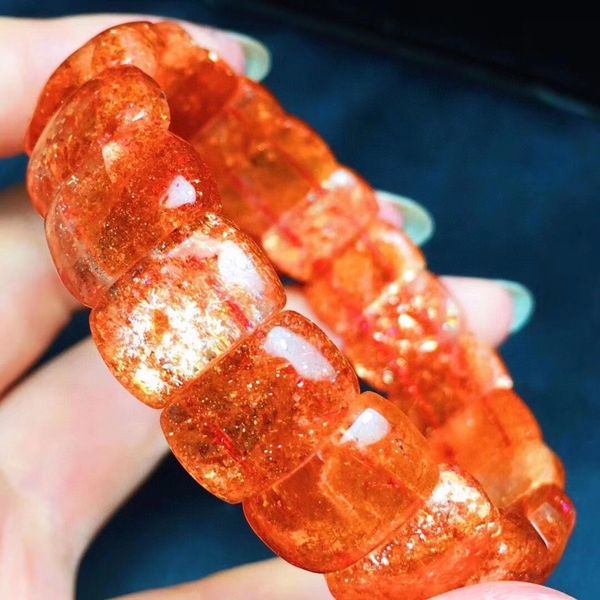 

natural gold genuine strawberry quartz orange sunstone light rectangle accounts bracelet 14x9.5x5.3mm female crystal aaaaaa u6al, Black