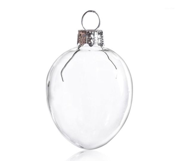 

party decoration diy paintable transparent christmas ornament 50mm glass egg silver cap, 100/pack1