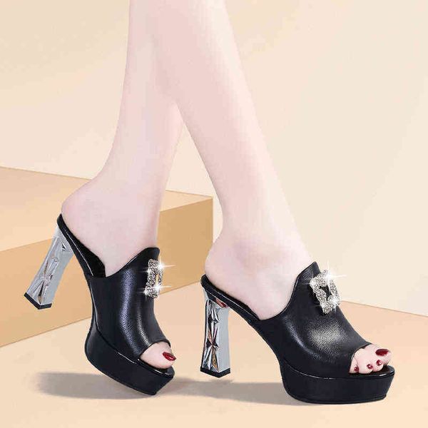 

shoes women slippers high fashion slippers women 2022 sandalias mujer, Black