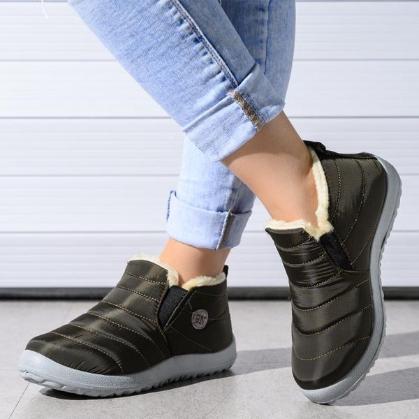 

2020 winter boots women waterproof snow women shoes flat casual winter shoes ankle boots for plus size botas mujer, Black