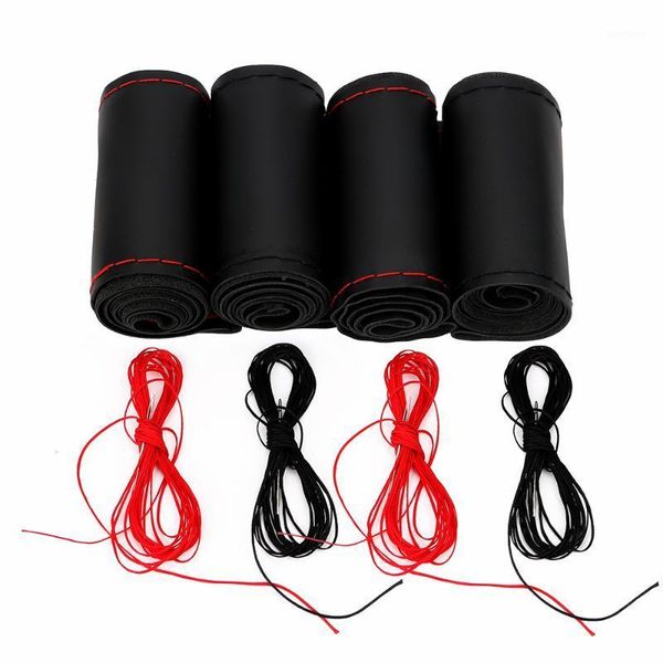 

leepee soft leather car covers braid on the steering-wheel of car diy steering wheel covers 38cm/40cm with needle and thread1