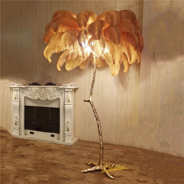 

ostrich feather led lamps living room bedroom modern interior lighting decor floor light standing lamp ofyv